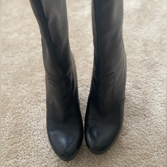 Authentic Prada Black Knee High Wedge Boots - Picture 3 of 7